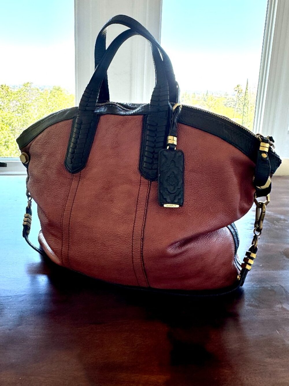 ORYANY Cassie Convertible Two Tone XL Pebbled Leather Tote